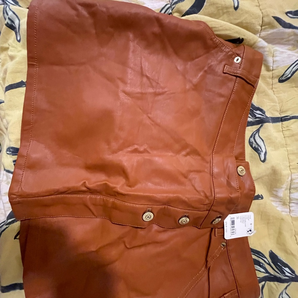 We The Free Rust Brown Faux Leather Mini Skirt